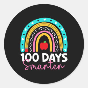 Sticker Rond 100 Jours Enseignant Smarter Rainbow 100e Jour De