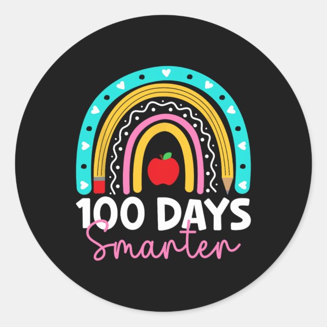 Sticker Rond 100 Jours Enseignant Smarter Rainbow 100e Jour De  (Devant)