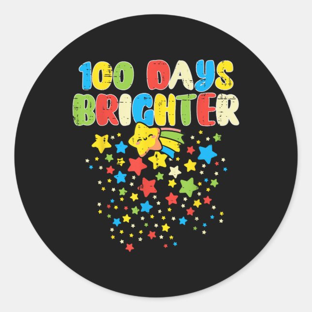 Sticker Rond 100 Jours Étoiles plus brillantes Étoiles mignonne (Devant)