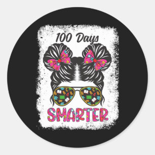 Sticker Rond 100 Jours Filles plus intelligentes Messy Bun Chev