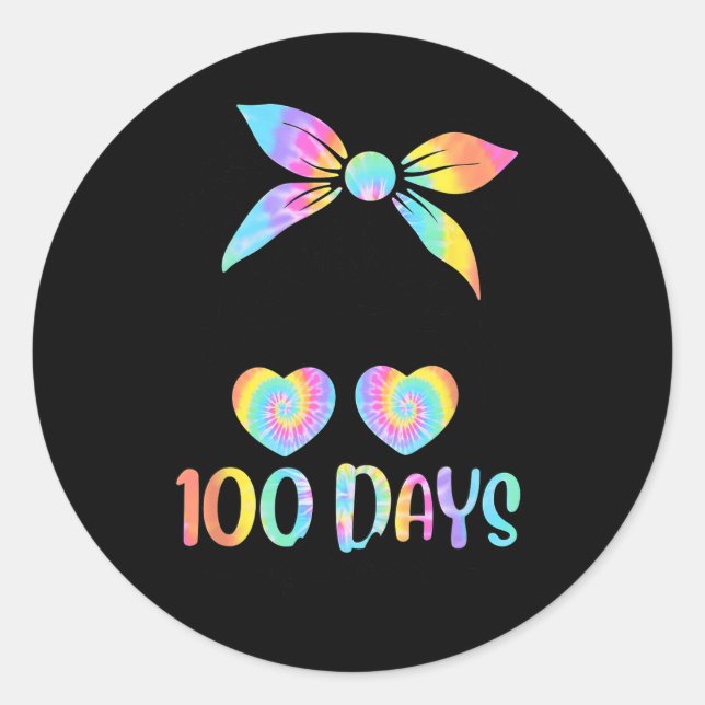 Sticker Rond 100 Jours Filles plus intelligentes Messy Bun Chev (Devant)