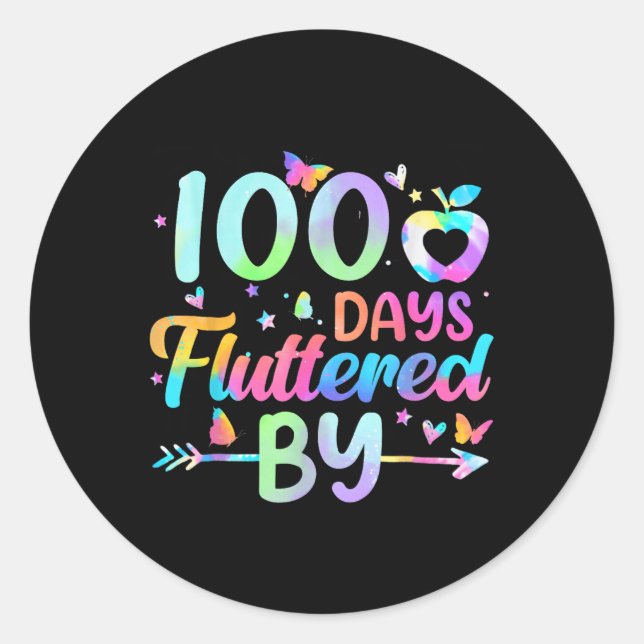 Sticker Rond 100 Jours Fluttered By - 100th Day Of School (Devant)