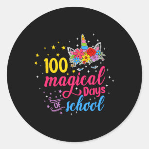 Sticker Rond 100 Jours Magiques Costume Enfants Unicorne 100e J