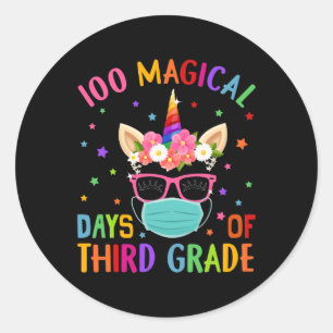 Sticker Rond 100 Jours Magiques De Troisième Classe Unicorn Mas