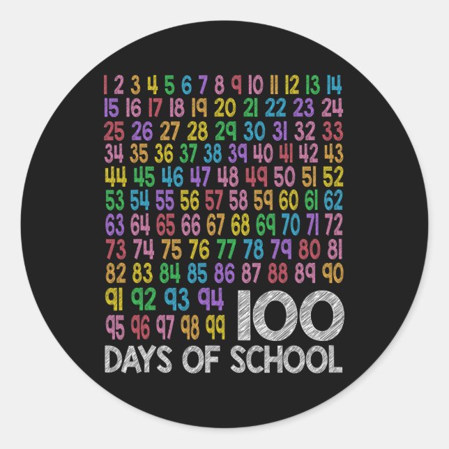 Sticker Rond 100 Jours Maths Numéros 100e Jour De L'Enseignant (Devant)