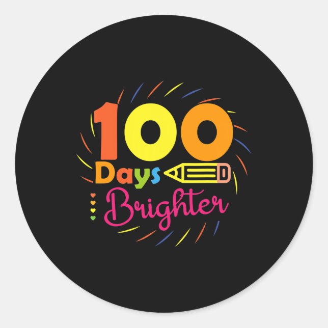 Sticker Rond 100 Jours Plus Brighton - 100 Jours D'Enseignant S (Devant)