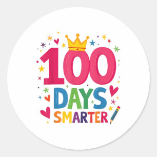 Sticker Rond 100 Jours Plus Intelligents 100E Jour De Joueurs D