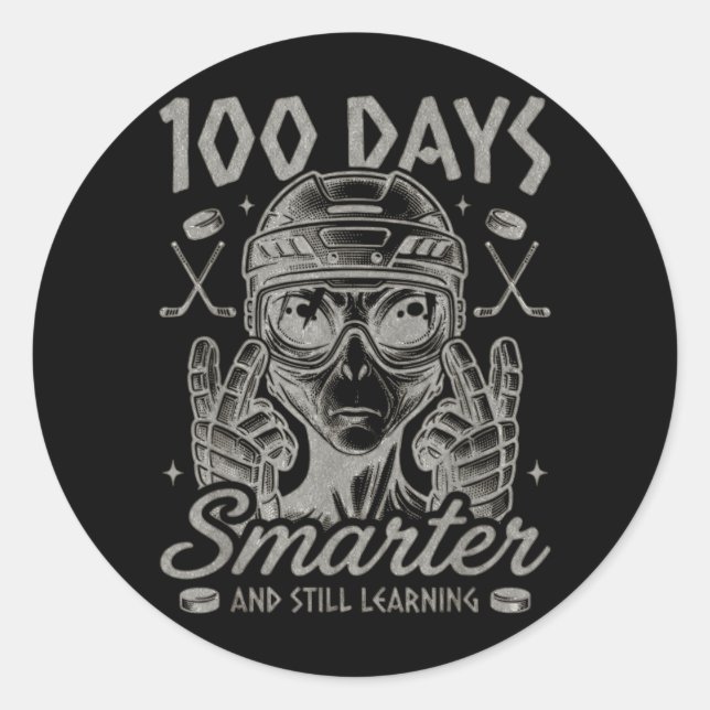 Sticker Rond 100 jours plus intelligents Joyeux 100e jour d'éco (Devant)