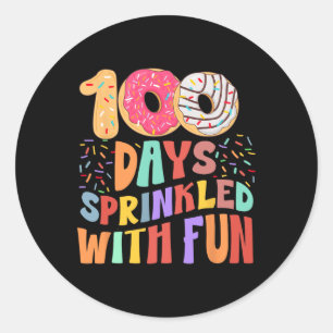 Sticker Rond 100 Jours Saupoudrés De Donut Amusant 100e Jour