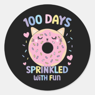 Sticker Rond 100 Jours Saupoudrés De Fun Donut 100E Jour De Sch