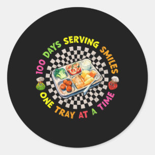 Sticker Rond 100 Jours Servant Des Sourires Un Plateau À La Foi