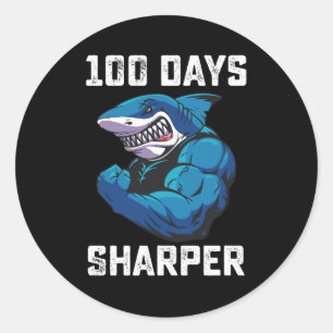 Sticker Rond 100 Jours Sharper Shark 100ème Jour De L'École Gym
