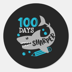 Sticker Rond 100 Jours Sharper Shark 100ème Jour D'École Pour G