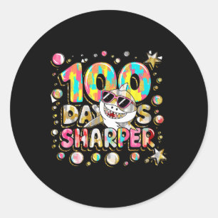 Sticker Rond 100 Jours Sharper Shark Brighter plus intelligent 