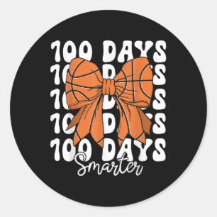 Sticker Rond 100 Jours Smarter Basketball Coquette Bow 100 Jour