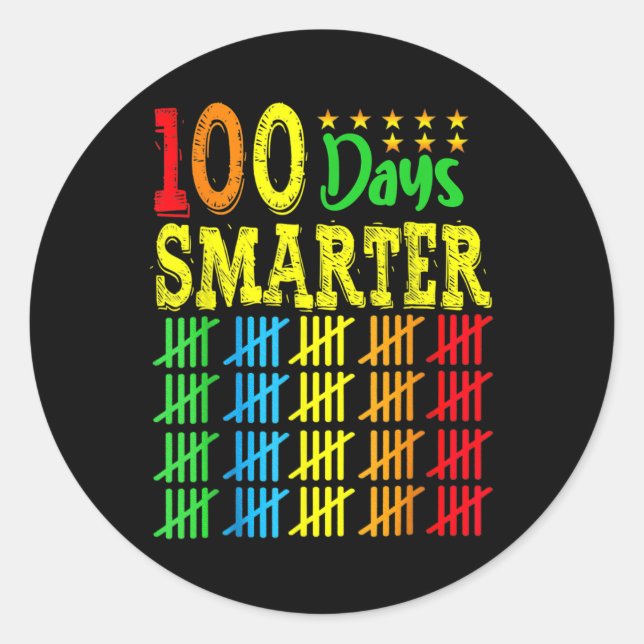 Sticker Rond 100 Jours Smarter Compter Les Marques De Hachage J (Devant)