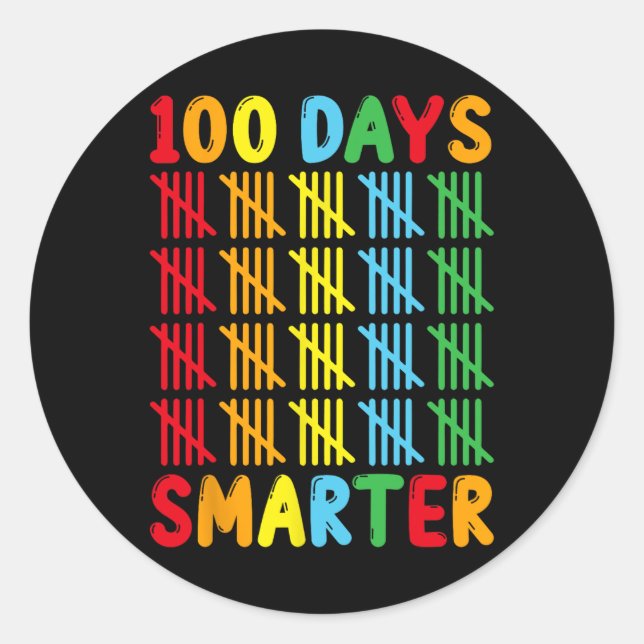 Sticker Rond 100 Jours Smarter Fun Tally Enseignant Et Étudiant (Devant)