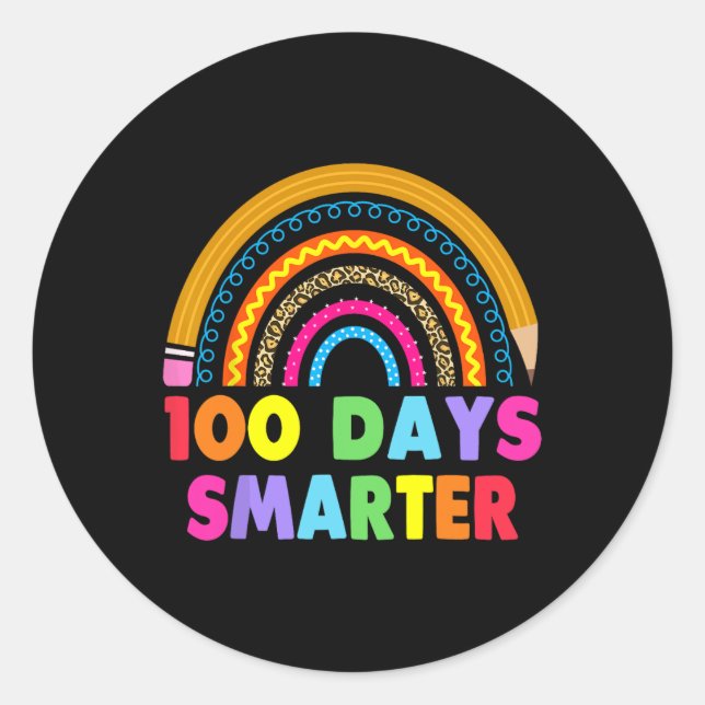 Sticker Rond 100 Jours Smarter Joyeux 100E Jour De L'École Arc- (Devant)