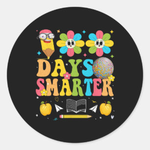 Sticker Rond 100 Jours Smarter Joyeux 100E Jour D'École Enfants