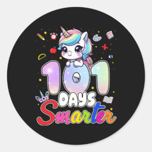 Sticker Rond 100 Jours Smarter Rainbow Unicorn 100ème Jour De S