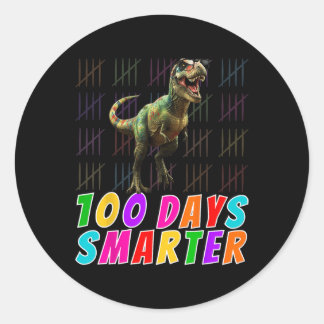 Sticker Rond 100 Jours Smarter T-rex Lover Boys 100 Jours De Sc