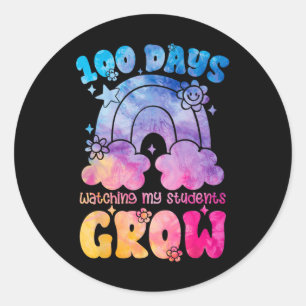 Sticker Rond 100 Jours super Growing Rainbow Teacher 100e Jour