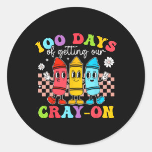 Sticker Rond 100 Jours super Obtenir Crayon Étudiants Enseignan