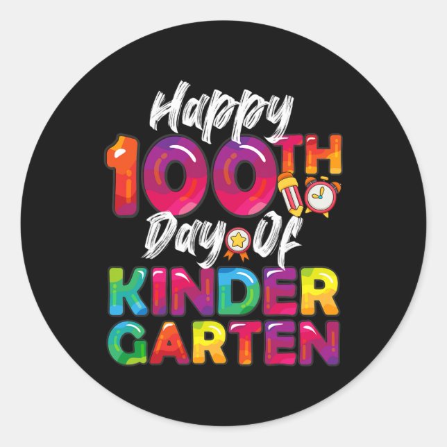 Sticker Rond 100 Jours Tous Étudiants Professeur Joyeux 100E Jo (Devant)