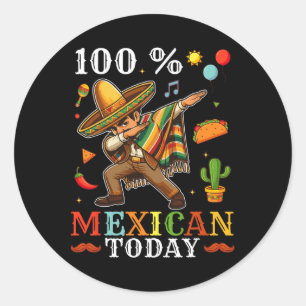 Sticker Rond 100% Mexicain Aujourd'hui Enfants Cinco De Mayo Da