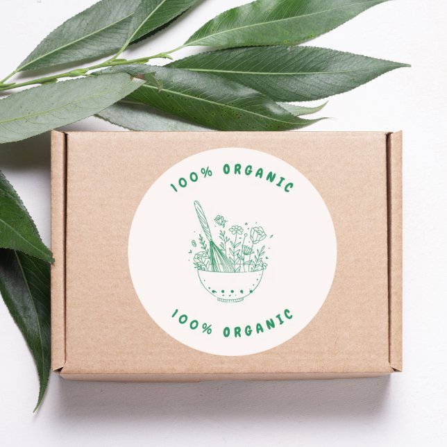 Sticker Rond 100% Organic Baking Flowers (Créateur téléchargé)