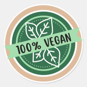 Sticker Rond 100% Vegan, uniquement les ingrédients végétaliens