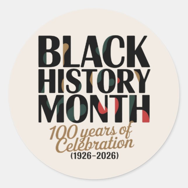 Sticker Rond 100 year celebration black history month 2026 (Devant)