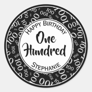 Sticker Rond 100e anniversaire Numéro Motif noir/blanc 100