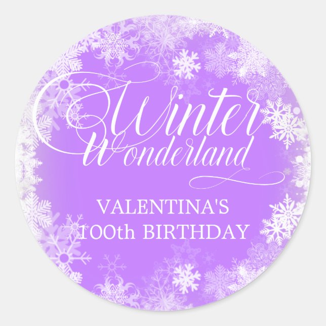 Sticker Rond 100e Anniversaire Wonderland Snowflake Favor (Devant)