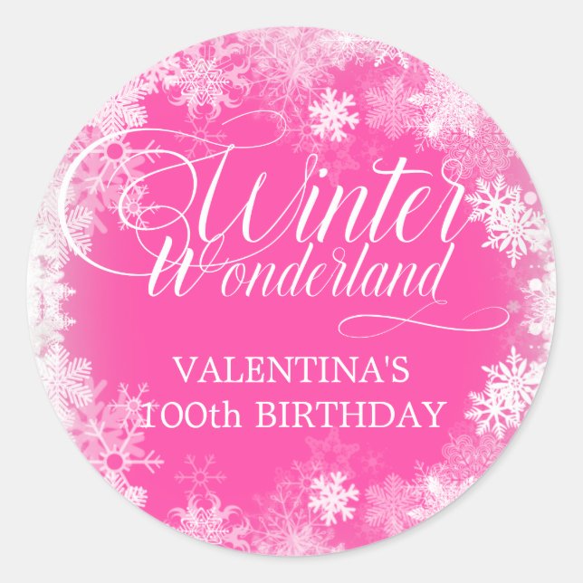 Sticker Rond 100e Anniversaire Wonderland Snowflake Favor (Devant)