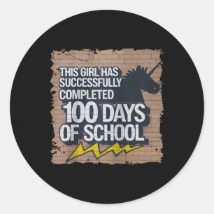 Sticker Rond 100e jour Amusant tenue filles et amp; Étudiant 10