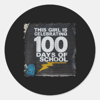 Sticker Rond 100E Jour Amusant Tenue Pour Les Filles 100 Jours