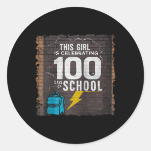 Sticker Rond 100E Jour Amusant Tenue Pour Les Filles 100 Jours 