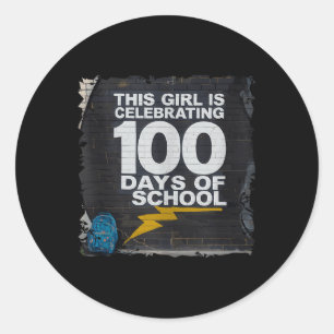 Sticker Rond 100E Jour Amusant Tenue Pour Les Filles 100 Jours