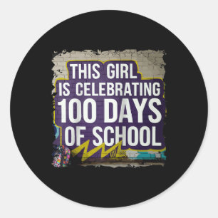 Sticker Rond 100E Jour Amusant Tenue Pour Les Filles 100 Jours