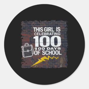 Sticker Rond 100E Jour Amusant Tenue Pour Les Filles 100 Jours