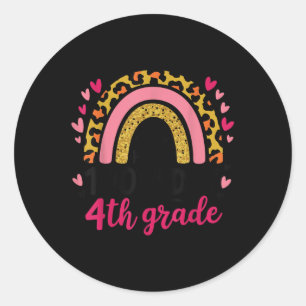Sticker Rond 100e Jour De 4e Année Funny School Arc-en-ciel 100