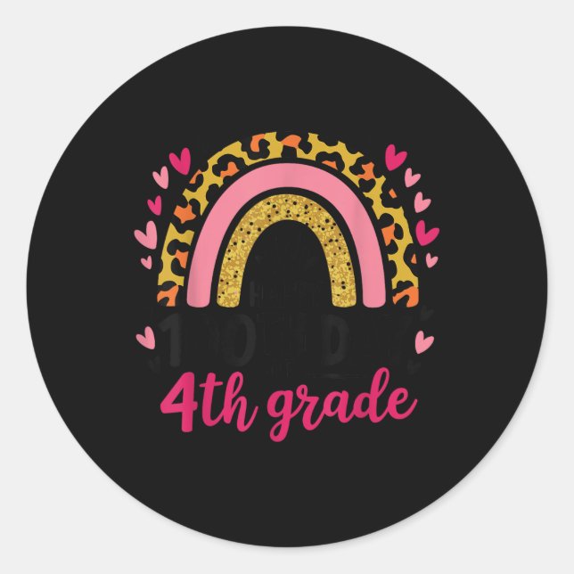 Sticker Rond 100e Jour De 4e Année Funny School Arc-en-ciel 100 (Devant)
