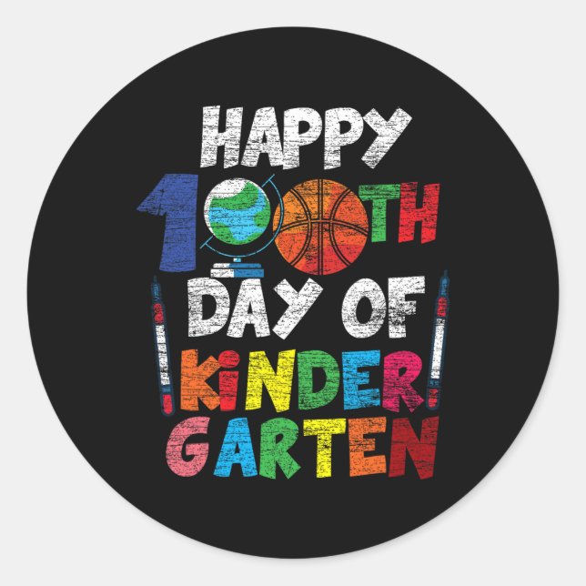 Sticker Rond 100E Jour De Kinder Garten Mignonne 100 Jours D'Éc (Devant)
