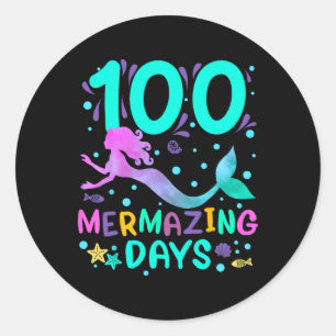 Sticker Rond 100e Jour De L'École 100 Jours Mermazing De L'Écol