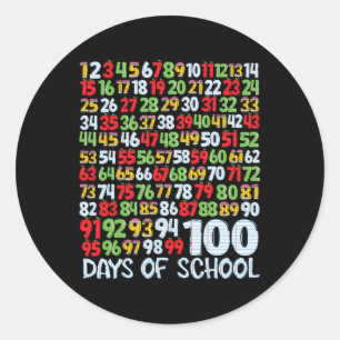 Sticker Rond 100e Jour De L'École 100 Jours Numéros De Maths En