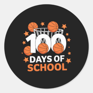 Sticker Rond 100E Jour De L'École Basketball Enfants 100 Jours 