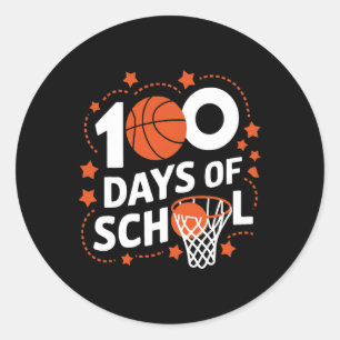 Sticker Rond 100E Jour De L'École Basketball Enfants 100 Jours 