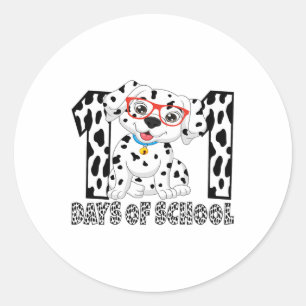 Sticker Rond 100E Jour De L'École Chien Dalmatien 100 Jours De