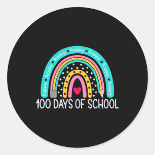 Sticker Rond 100e Jour De L'École Enseignant 100 Jours Arc En C